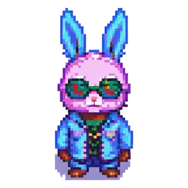 bad bunny as a pixel art character sticker