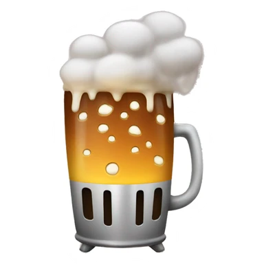 Beer pint in between burger buns steaming off the grill  sticker