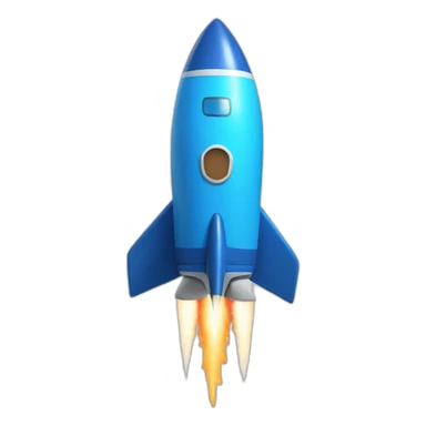 the blue rocket is flying to the right sticker