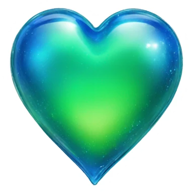 Blue and green shiny glass heart with more blue  sticker
