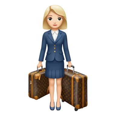 White woman with a suitcase LV sticker