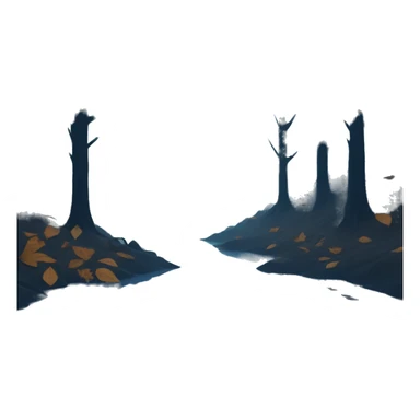 Forest with withered leaves, foggy, night, blue visual  sticker