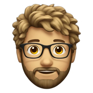 a boy with messy hair wearing square glasses and have beard sticker