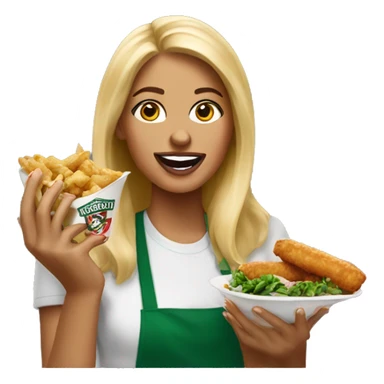 pretty blonde woman eating wingstop sticker