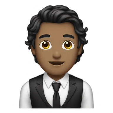 androgynous white guy bang black hair white short black tie sticker