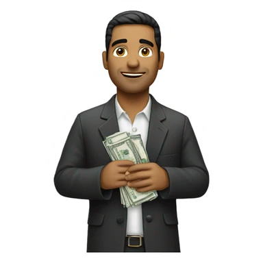 Heavy set Hispanic holding money sticker