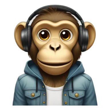 monkey with headphones and cup sticker