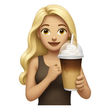 Blonde hair girl with ice coffee  sticker