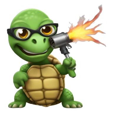 Turtle with a blow torch sticker