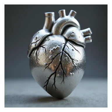 heart with a metallic silver finish, photorealistic style, highly detailed, realistic lighting and reflections sticker