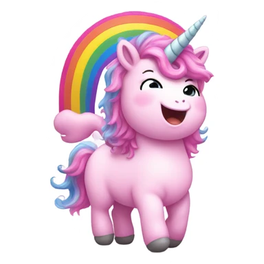Pink fluffy unicorn Dancing on a rainbow sticker
