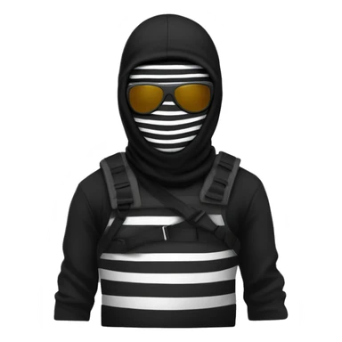 make myself a robber emoji with black balaclava and black and white striped shirt  sticker