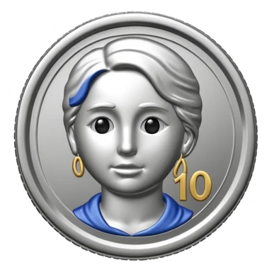 Silver Dime Coin With Out A Face & The Silver Number 10$ On It sticker