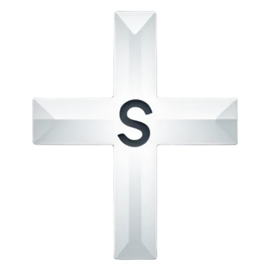 White cross logo with the letter s intergrated with the cross sticker