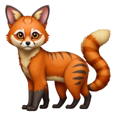 Red-Panda-Serval-Caracal-Lykoi-Sphynx-fusion-hybrid-animal-creature, full body sticker