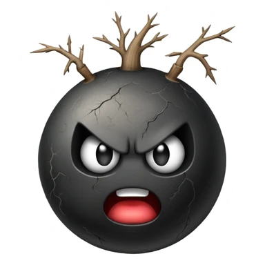 Bomb as a root, angry face emoji as a growing stem sticker