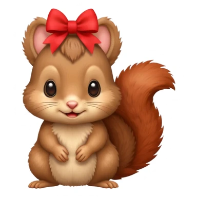baby squirrel with a tiny red bow sticker
