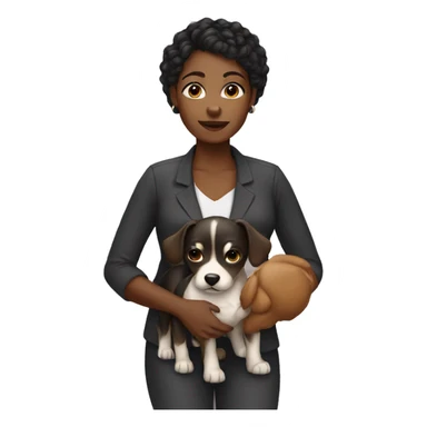 A black woman with a dog sticker