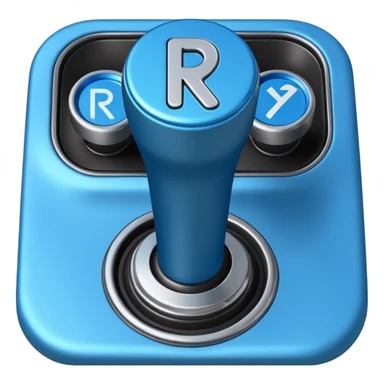 blue car gear shift stick with R for reverse highlighted sticker