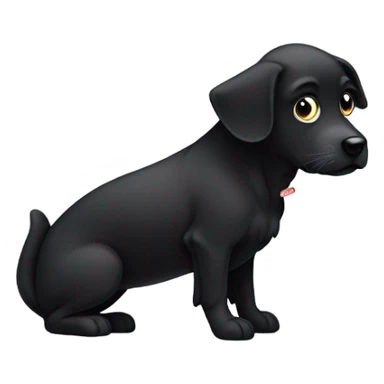 Black dog pooping  sticker