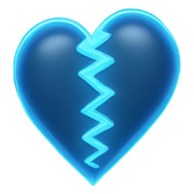 Blue glowing neon 2 halves of the heart sticker