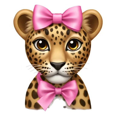 leopard with pink bow  sticker