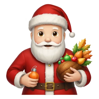 Santa holding tnt and a turkey sticker
