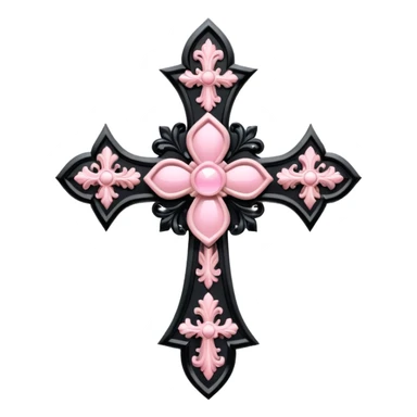Upside down gothic cross light pink and black  sticker
