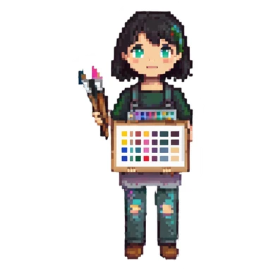 artist with palette and paintbrushes sticker