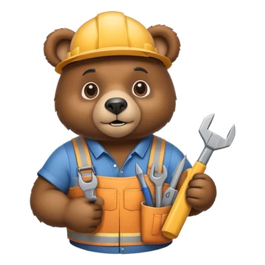 Bear with construction tools and blueprints sticker