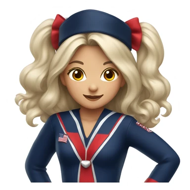 cheer girl with navy red and silver uniform and bow sticker