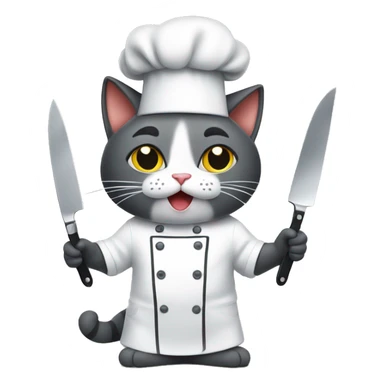 chef cat with knives sticker