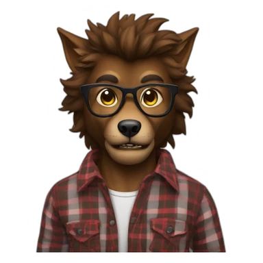 werewolf with glasses and plaid shirt sticker