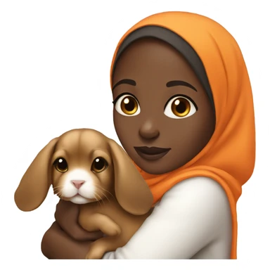 Black Muslim girl holding her cute orange holland lop sticker