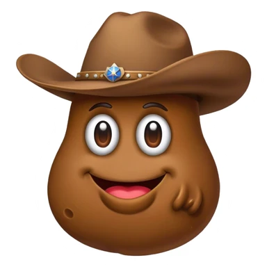 Poop emoji wearing a cowboy hat sticker