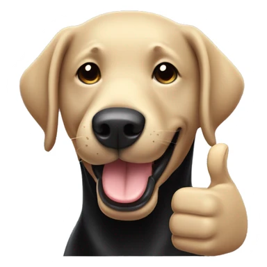 black Labrador Retriever Head smiling and holding thumbs up with its paw sticker