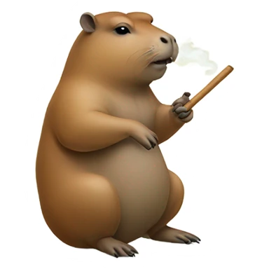 Capybara holding a smoking blunt between two fingers not NSFW sticker