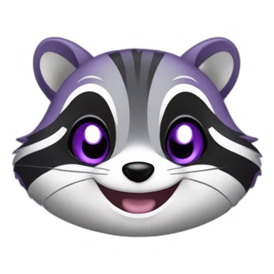 Cute violet raccoon is laughing sticker
