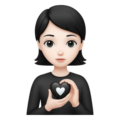  black and white heart in hand sticker