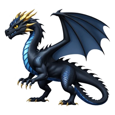 Darkstalker the NightWing dragon from Wings of Fire, large black dragon with silver scales, piercing eyes, mysterious and powerful, dramatic pose sticker