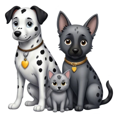 Dalmatian with a gray cat and a Belgian shepherd  sticker