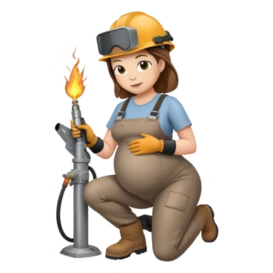 Grávida soldando sticker