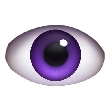 a very powerful male eye with a violet iris showing serious emotion and a white sclera sticker