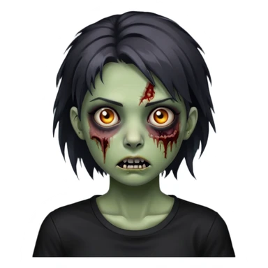 zombie girl with a wolfcut and black shirt and has dark circles under the eyes  sticker