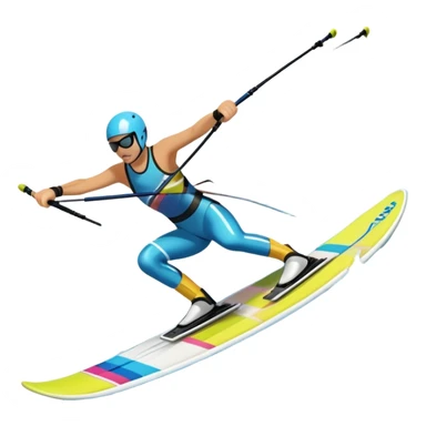 An icon featuring a close-up collage of water skis, splashing water across the surface. The design highlights the motion of the skis cutting through the water. Transparent background emphasizes the thrill of water skiing. sticker