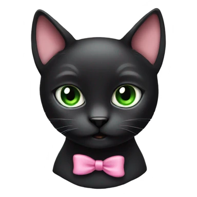 black cat with green eyes pink bow sticker