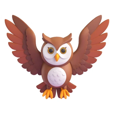 an owl in mid-flight, wings spread wide, energetic sticker