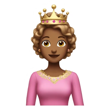 A brown pincess with crown with middle hair and wearing pink clothes sticker