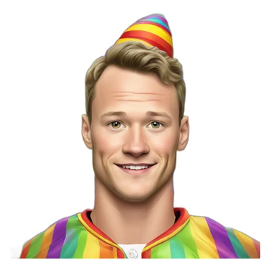 Jonathan Toews as a rainbow circus clown sticker