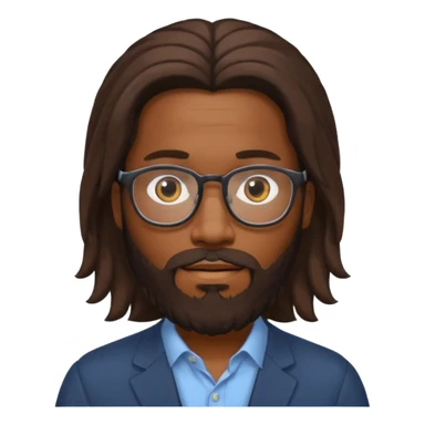 bearded long haired black man with eyeglasses no body sticker